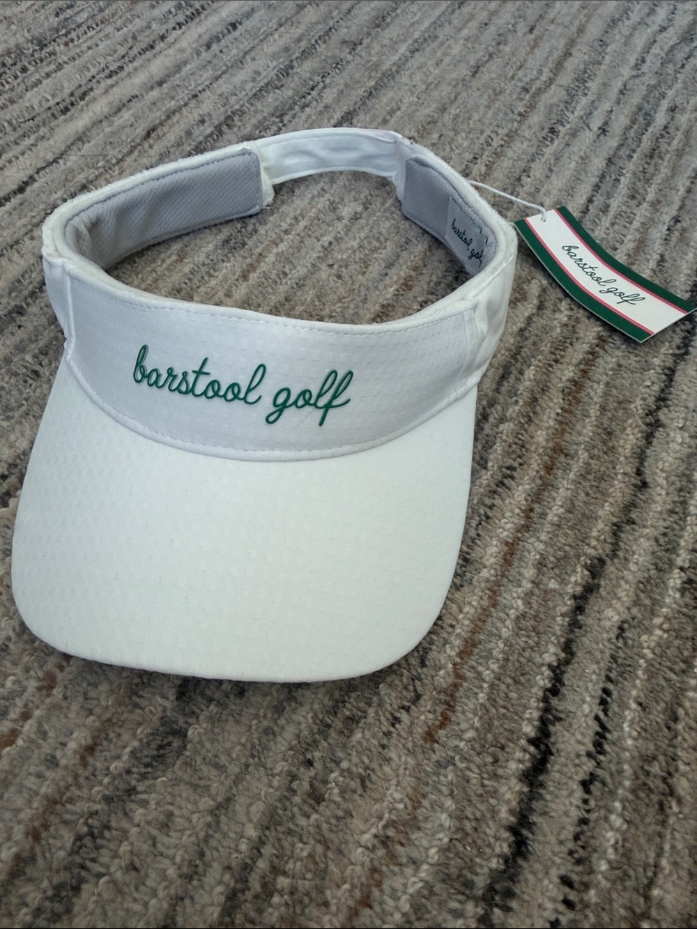 Barstool Golf White Visor with Green Embroidery